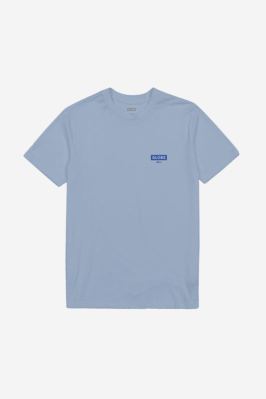 Front view of the Living Low Velocity Tee Celestial Blue.