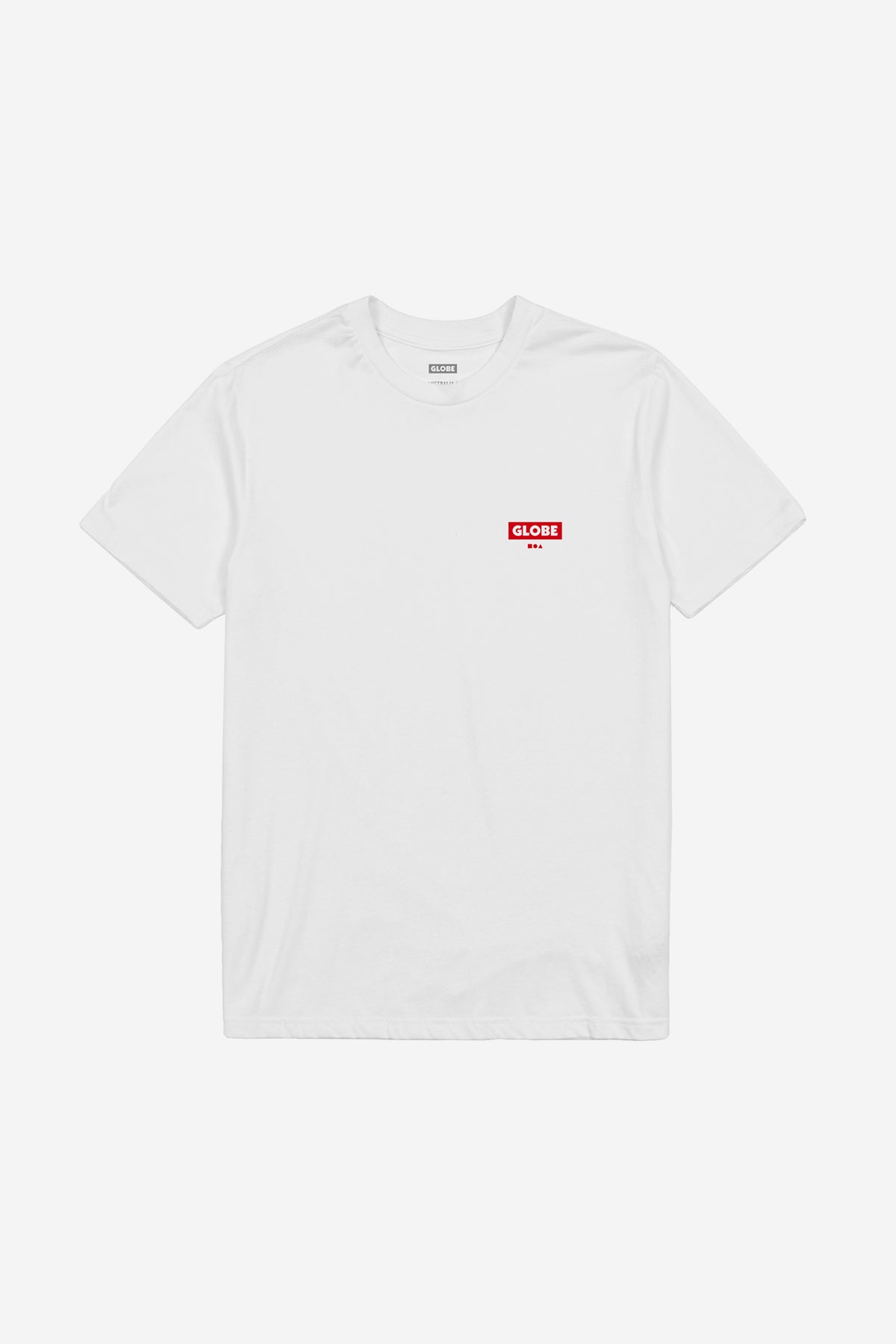 Front view of the Living Low Velocity Tee White/Red.