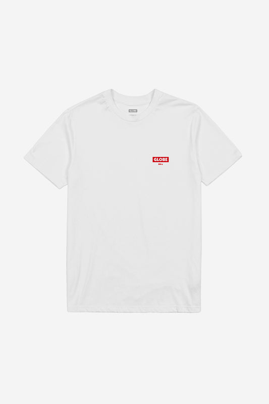 Front view of the Living Low Velocity Tee White/Red.