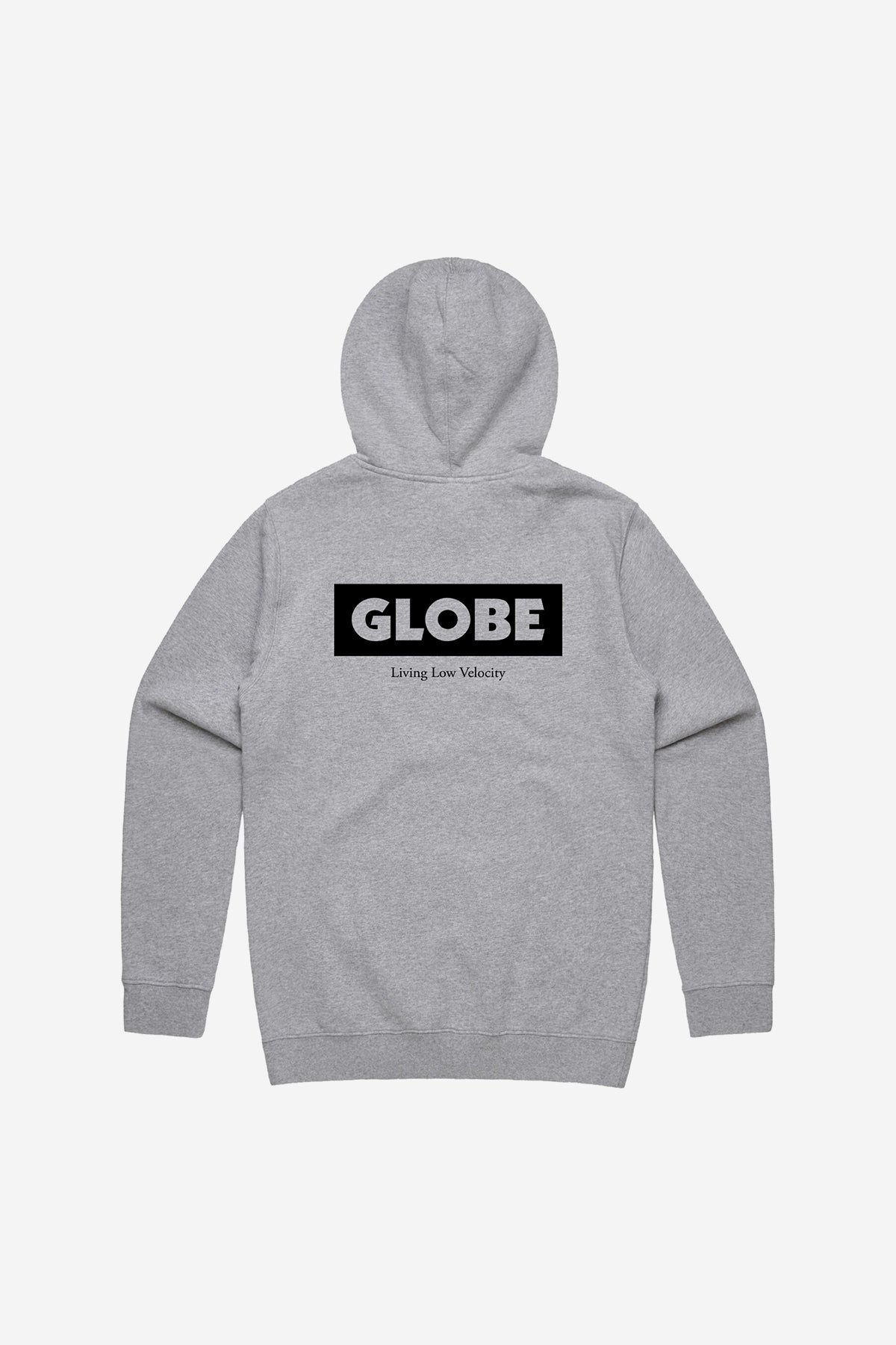 Back view of the Living Low Velocity Hoodie Grey Marle.