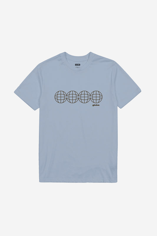 Front view of the Origin Tee CELESTIAL BLUE.