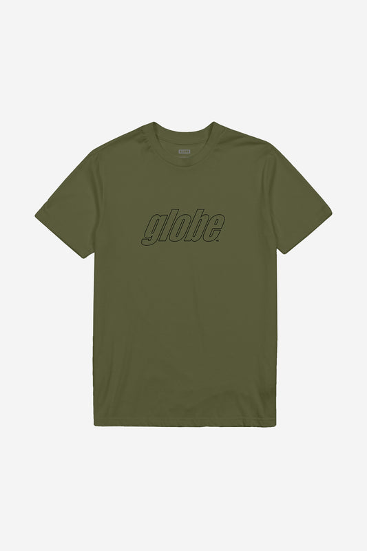 Front view of the Impact Tee Olive.