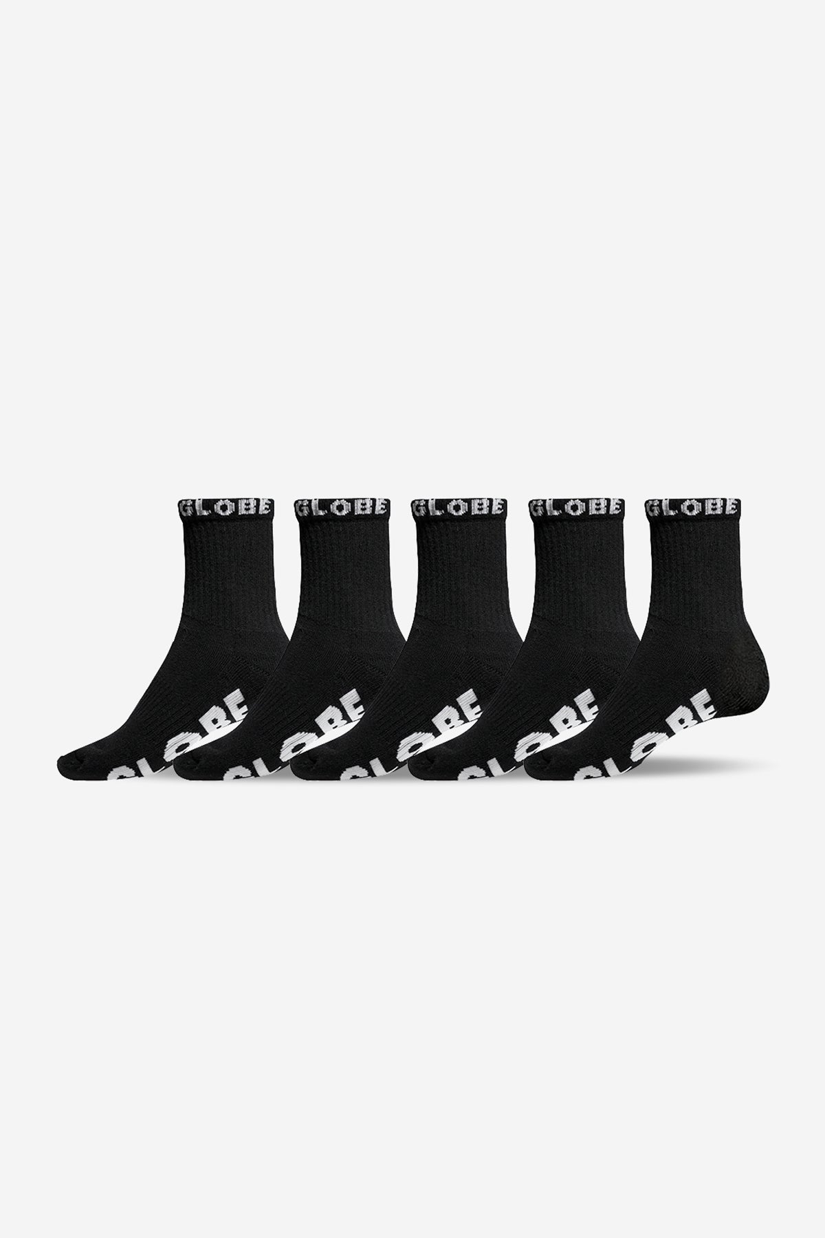 Studio image of the Blackout Quarter Sock 5 Pack - Black/Black.