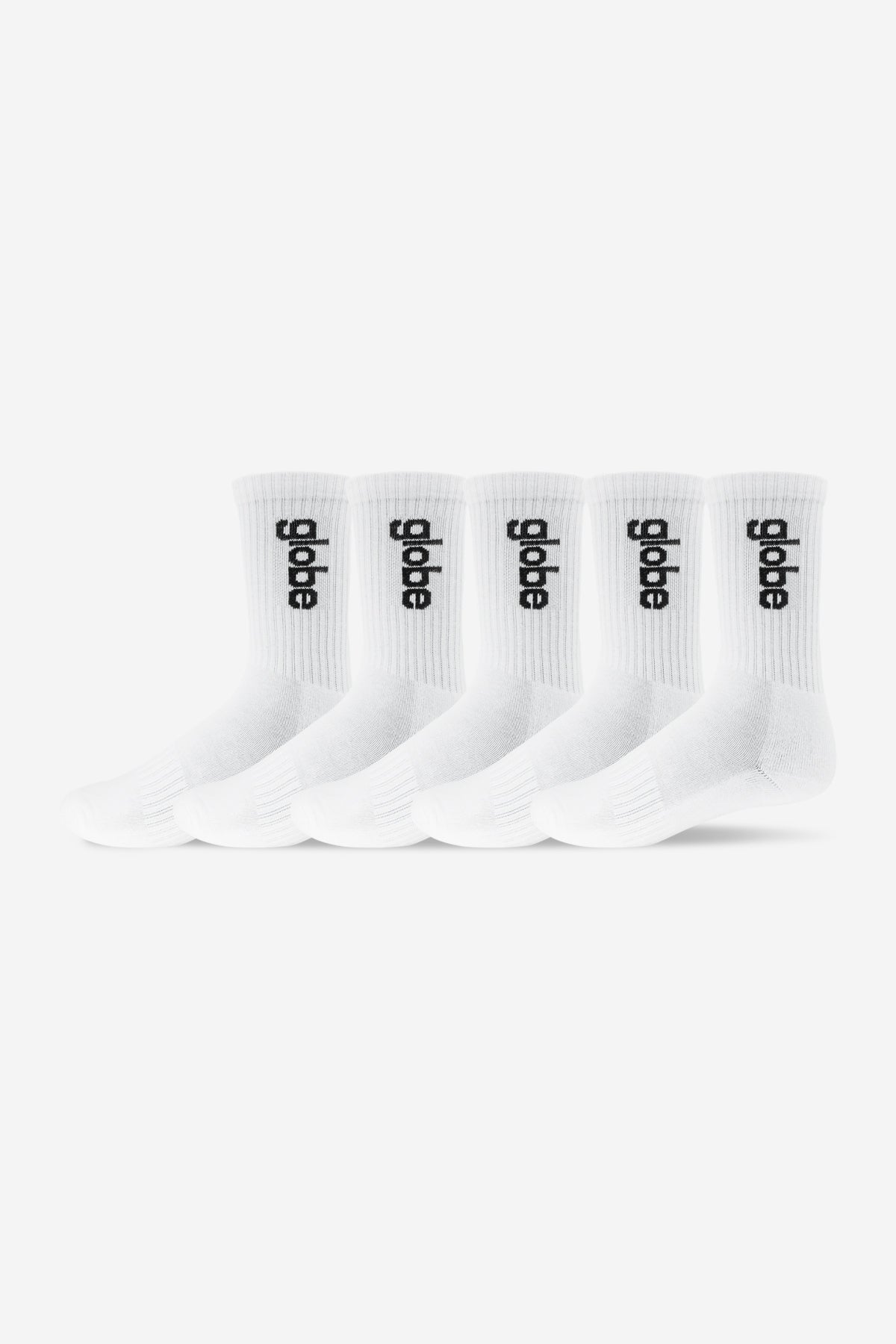 Studio image of the O.G Vert Logo Hi Crew Sock 5 Pack - White.