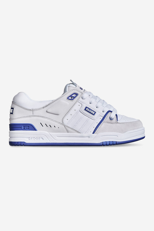 The Fusion - Blue/White is a shoe featuring a white and blue color scheme.