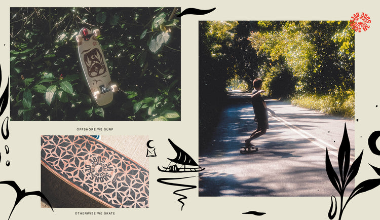 Lifestyle shot of the surf skate boards