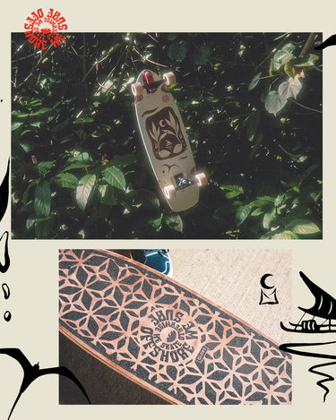 Lifestyle shot of the surf skate boards