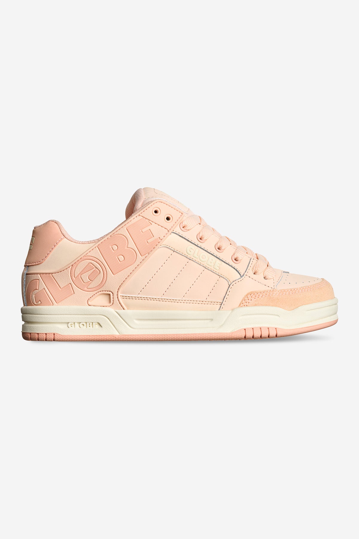 Profile view of the Tilt Peach/Cream.