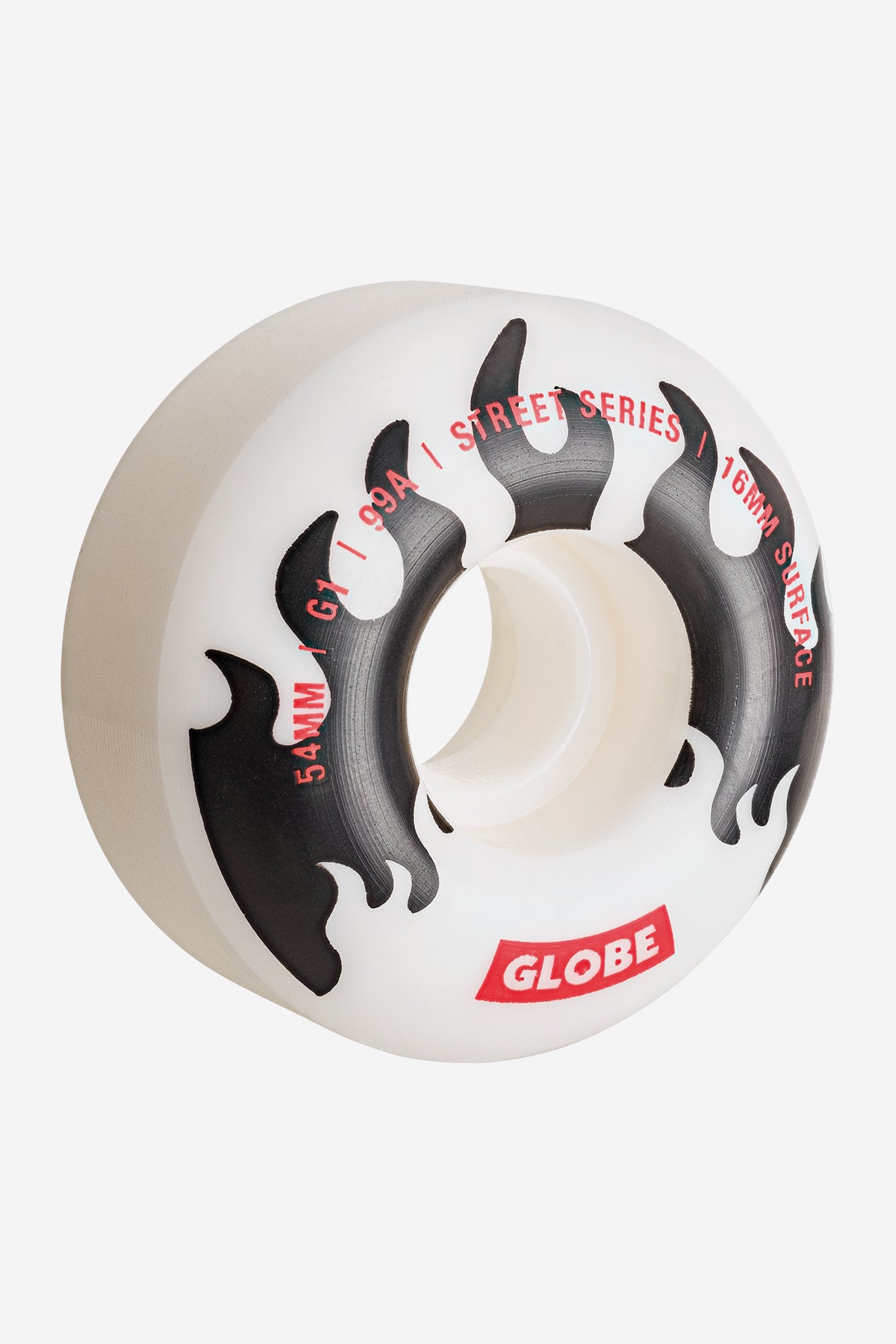 detail of G1 Street Wheel 54mm - White/Black/Flames