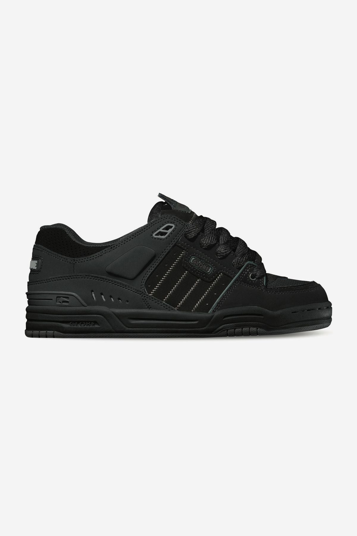 Globe Fusion Chaussures Skate – Noir/Nuit, Semelle Nitrolite Shockbed, Cuir & Nubuck, US 12 / EU 46