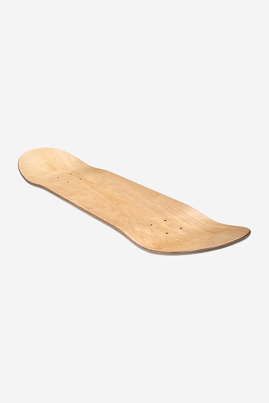 The Goodstock Deck 8.375" - Black is a plain, unfinished skateboard deck with upturned ends and visible mounting holes, shown against a white background.