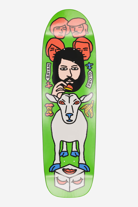 Keith Deck 8.75 Shore/B Willy lime green deck with cartoon man and goat artwork