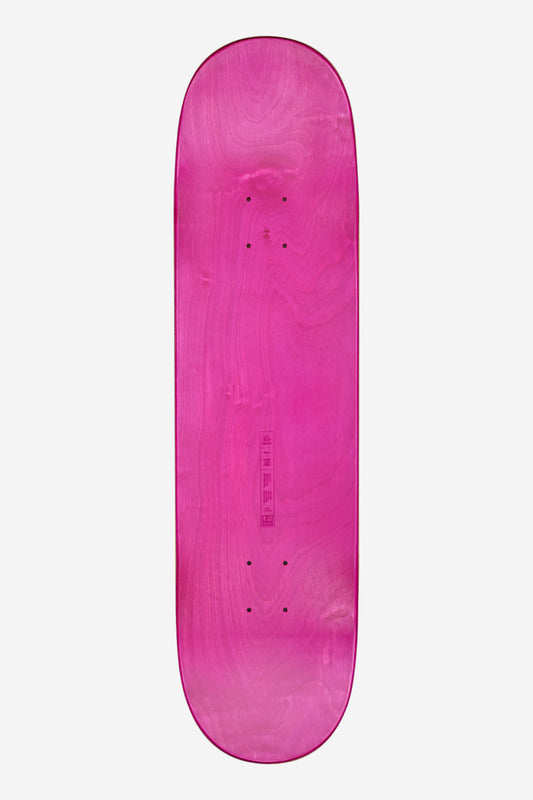 A G1 Where To Next Deck 8.375" - Black Maple/Recon skateboard deck, smooth surface without grip tape, wheels, or trucks, is photographed from above on a plain white background.