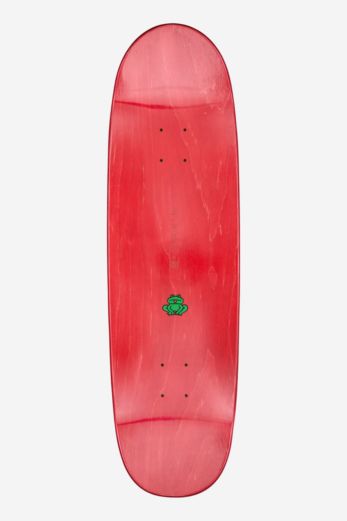 The Punter Deck 9.125" - Animal Collector features a red finish with a small green turtle graphic in the center, visible wood grain, and pre-drilled holes for trucks.