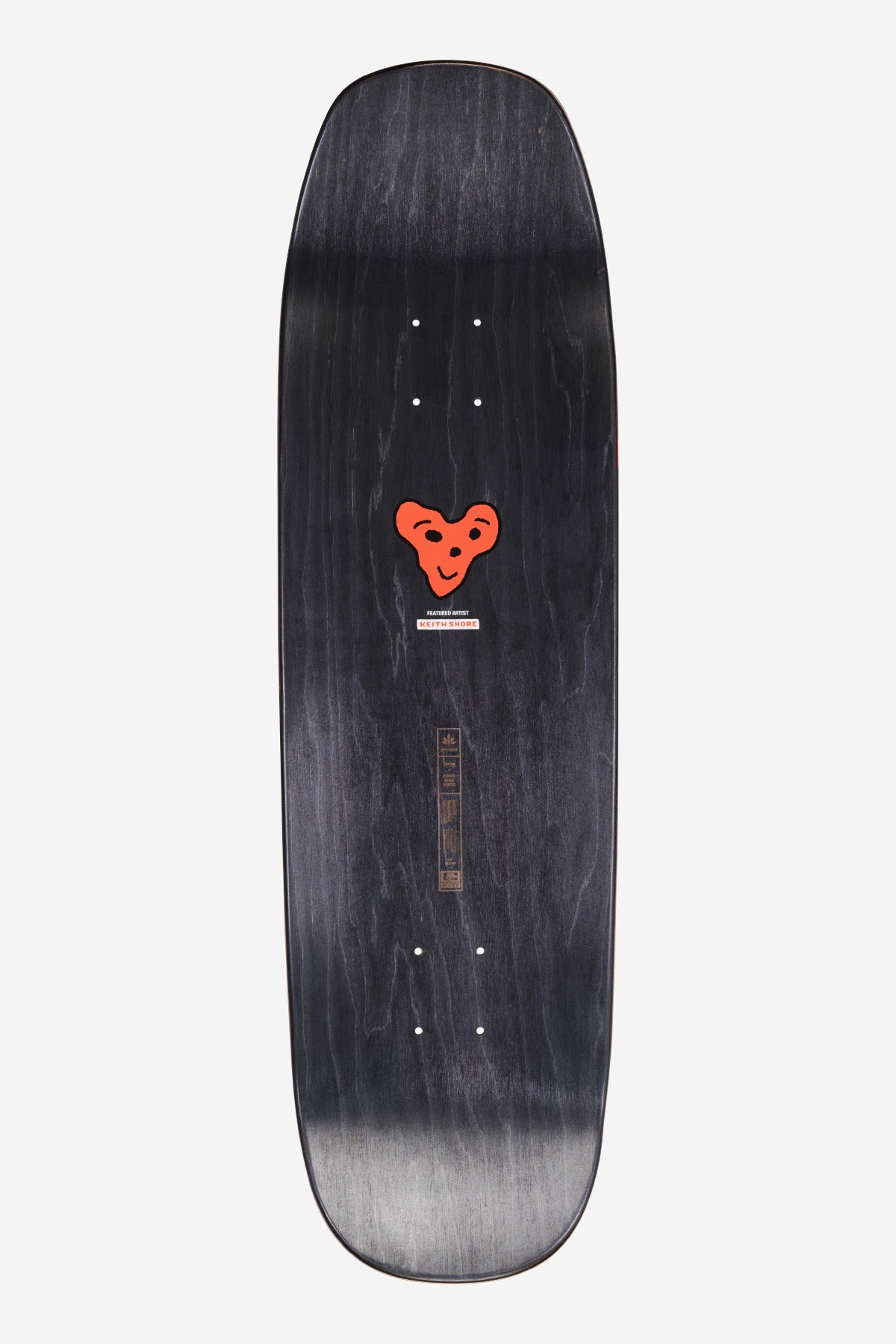 Hammer Deck 9.0 inch skateboard top in dark stain with small orange bear graphic and branding
