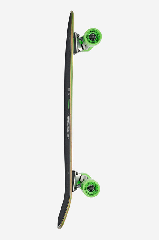 The Big Blazer Cruiserboard 32" - Good Times Roll is shown from the side with green wheels and silver trucks, set against a white background.