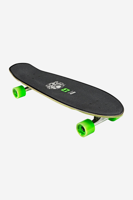 The Big Blazer Cruiserboard 32" - Good Times Roll features a black deck with a white graphic at the center and bright green wheels, displayed against a white background.
