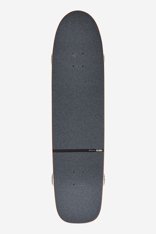 Snake Run Longboard 35 inch top view showing dark speckled grip and copper edge along the deck.