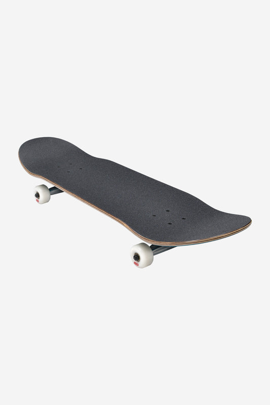 The Goodstock Complete 8.75" - Dark Teal skateboard features a wooden deck with grip tape, white wheels, and metal trucks, shown on a white background.