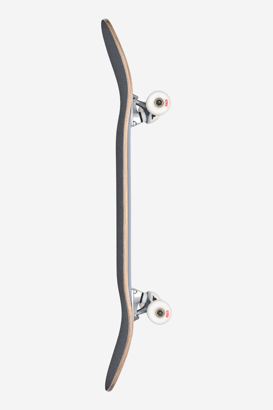 The Goodstock Complete 9.0" - Midnight Blue is shown vertically from the side on a white background, displaying its thin profile, curved edges, deck, wheels, and trucks.