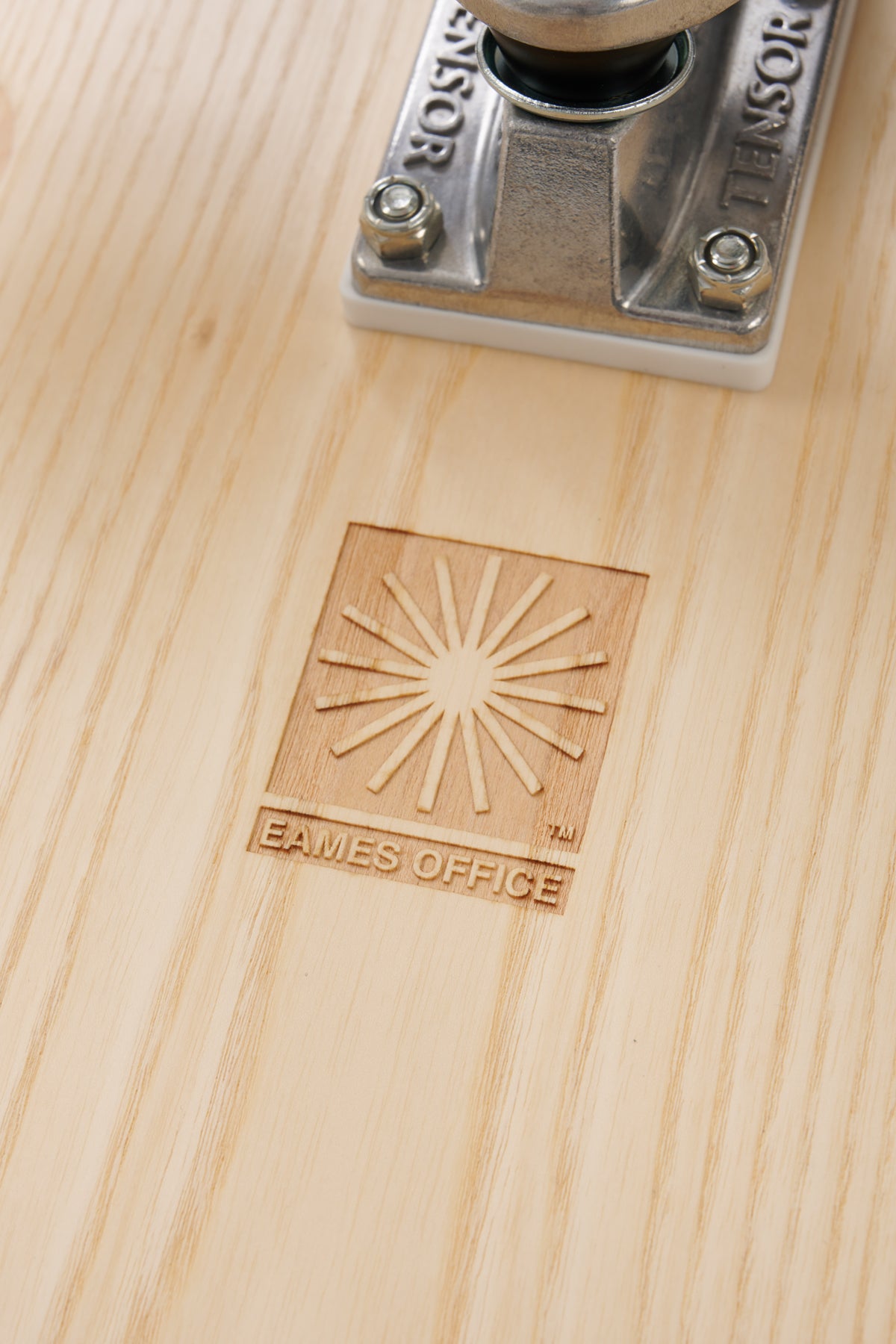 engraved Eames logo on Eames Lounge Cruiser - Ash/White
