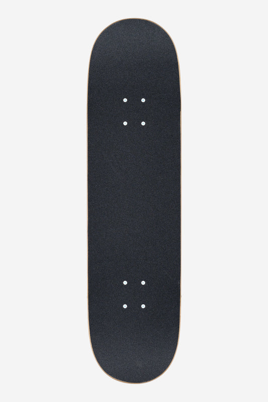 The G0 Heyman Complete 8.5" - Psychodelic skateboard deck is shown from above, featuring a textured black grip tape and pre-drilled holes for trucks against a plain white background.