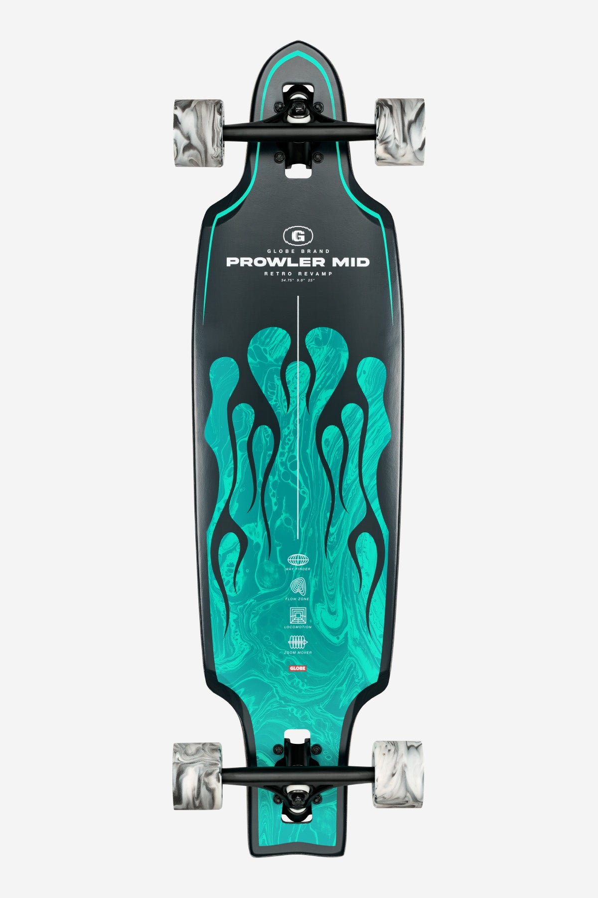 bottom view of Prowler Mid 34" Longboard