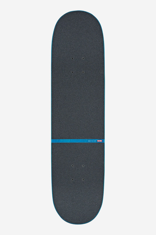 The G1 Mind Expansion Complete 8.25" - Black/Green features black grip tape, rounded ends, and a single blue stripe across the width near one end, shown from above on a plain white background.