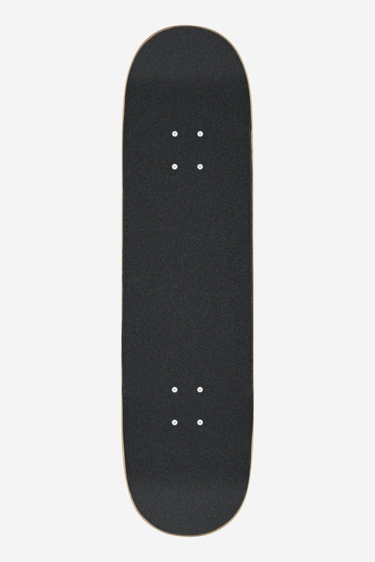 The G0 Reverb Complete 8.375" in Dark Olive/Phantom is shown from above on a plain white background, featuring a griptape surface and eight truck mounting holes.
