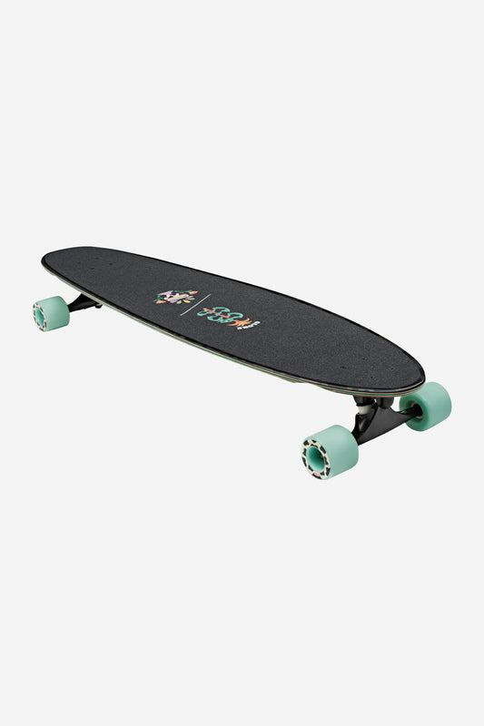 The Archer Longboard 39" - Daybreak is a black skateboard with pastel green wheels and a textured grip, shown at an angle against a white background.