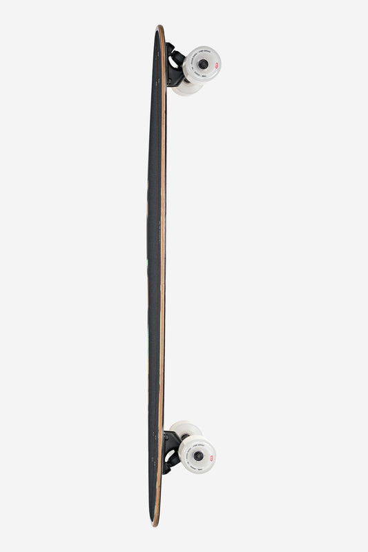 The Bender Longboard 41" - Storm Rover is shown from the side with black grip tape, white wheels on black trucks, against a plain white background.