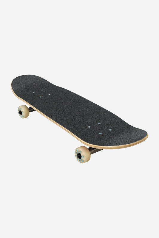 The Kids Wide Mini Complete 7.9" - True Friends skateboard features a black deck with white wheels and textured grip tape, shown at an angle against a plain white background.