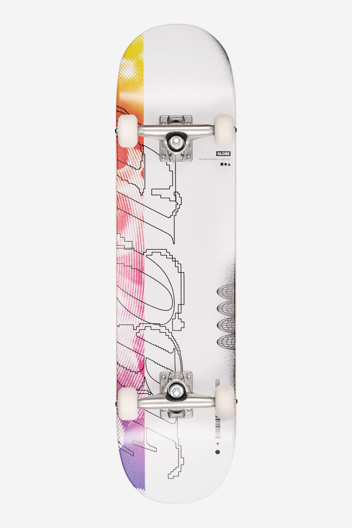 G0 Hive Blizzard deck top view with dark speckle grip and gradient edge.