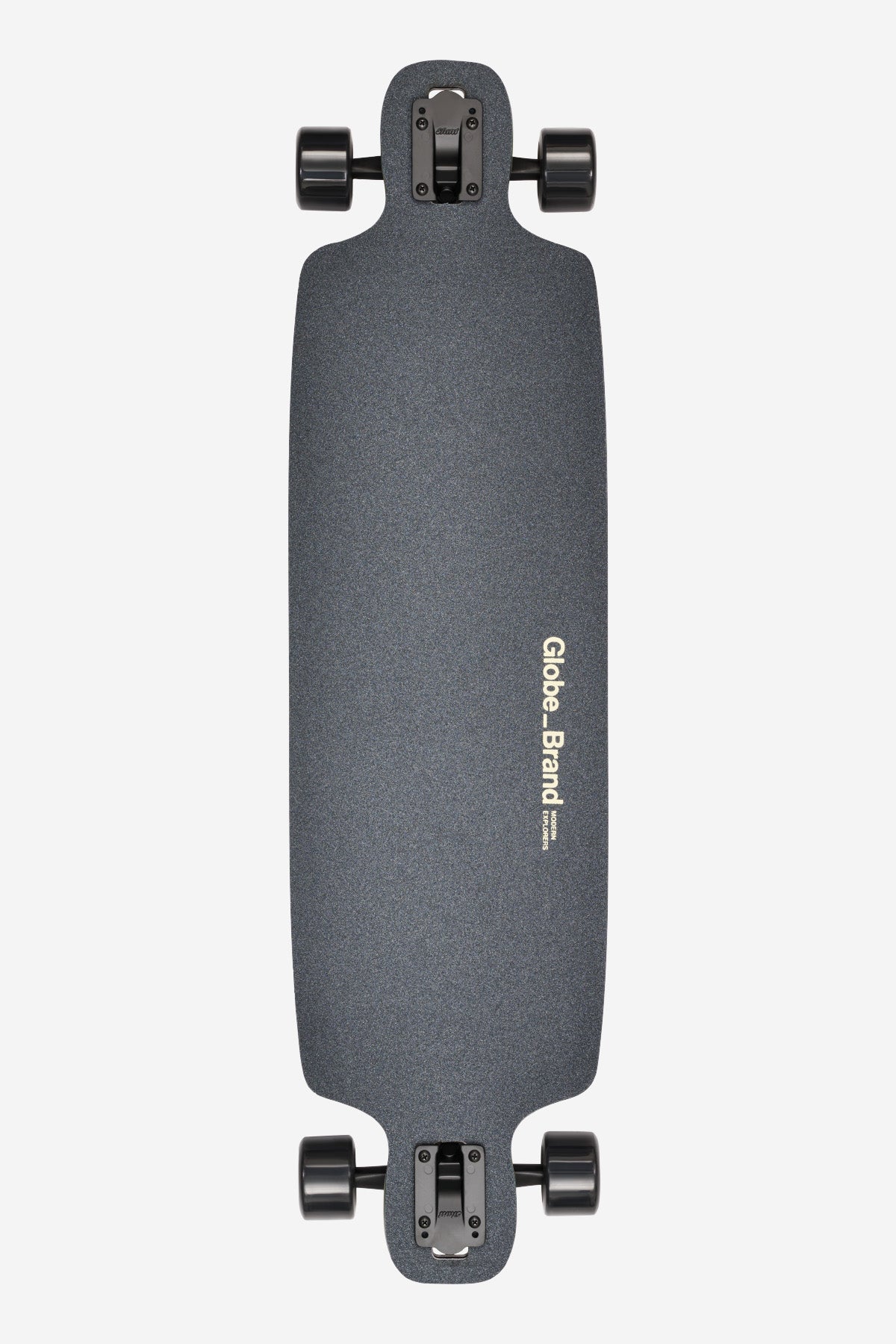 Caravan 39 inch longboard bottom side in Black Forest with forest graphic and trucks
