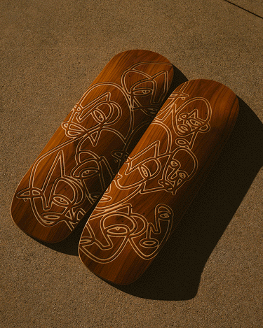 Lifestyle and close up shot of the Sonny Mountain - '1 Liner' Two-Deck Set.
