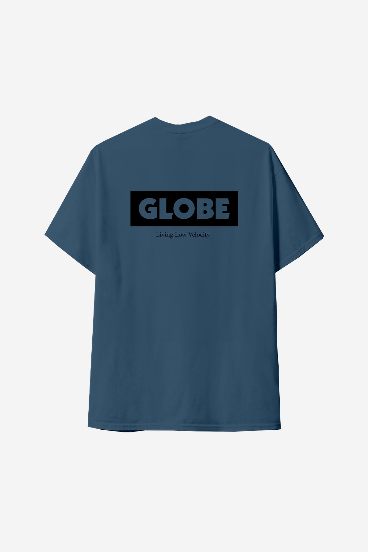 Back view of the Living Low Velocity Tee - Steel Blue. 