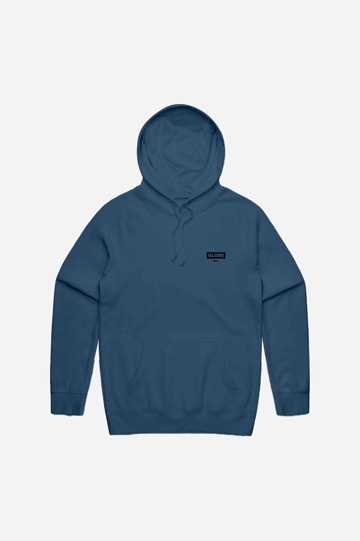 Front view of the Living Low Velocity Hoodie - Steel Blue. 
