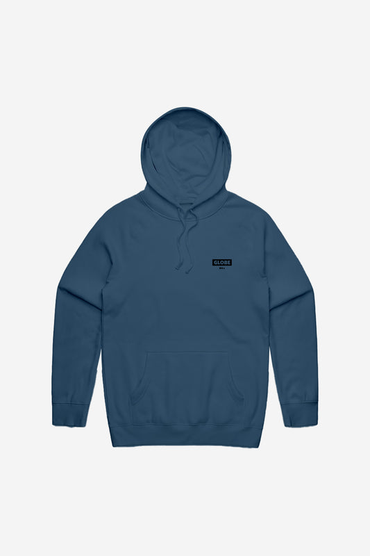Front view of the Living Low Velocity Hoodie - Steel Blue. 