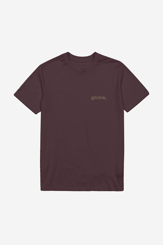 Front view of the Block Tee - Prune. 