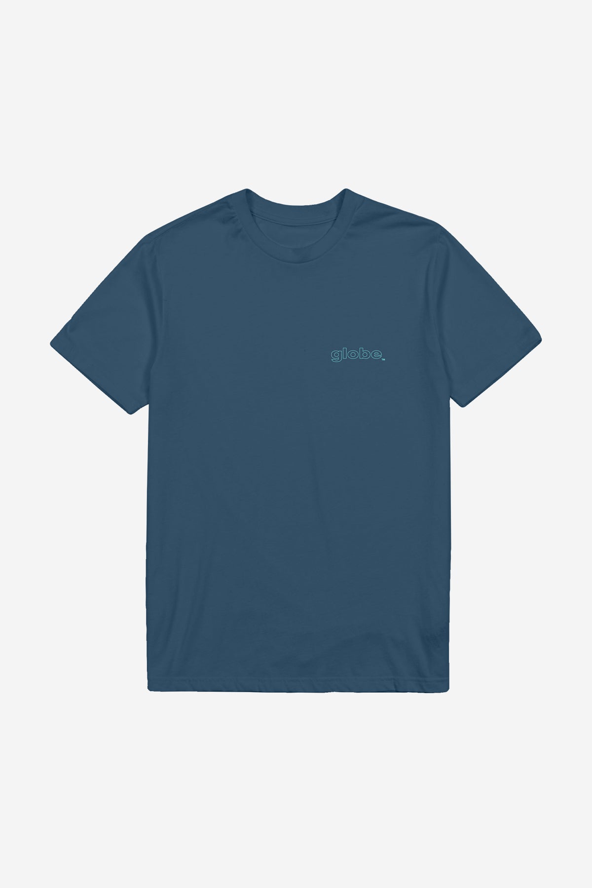 Front view of the Block Tee - Steel Blue. 