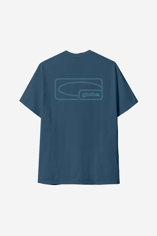 Back view of the Block Tee - Steel Blue. 