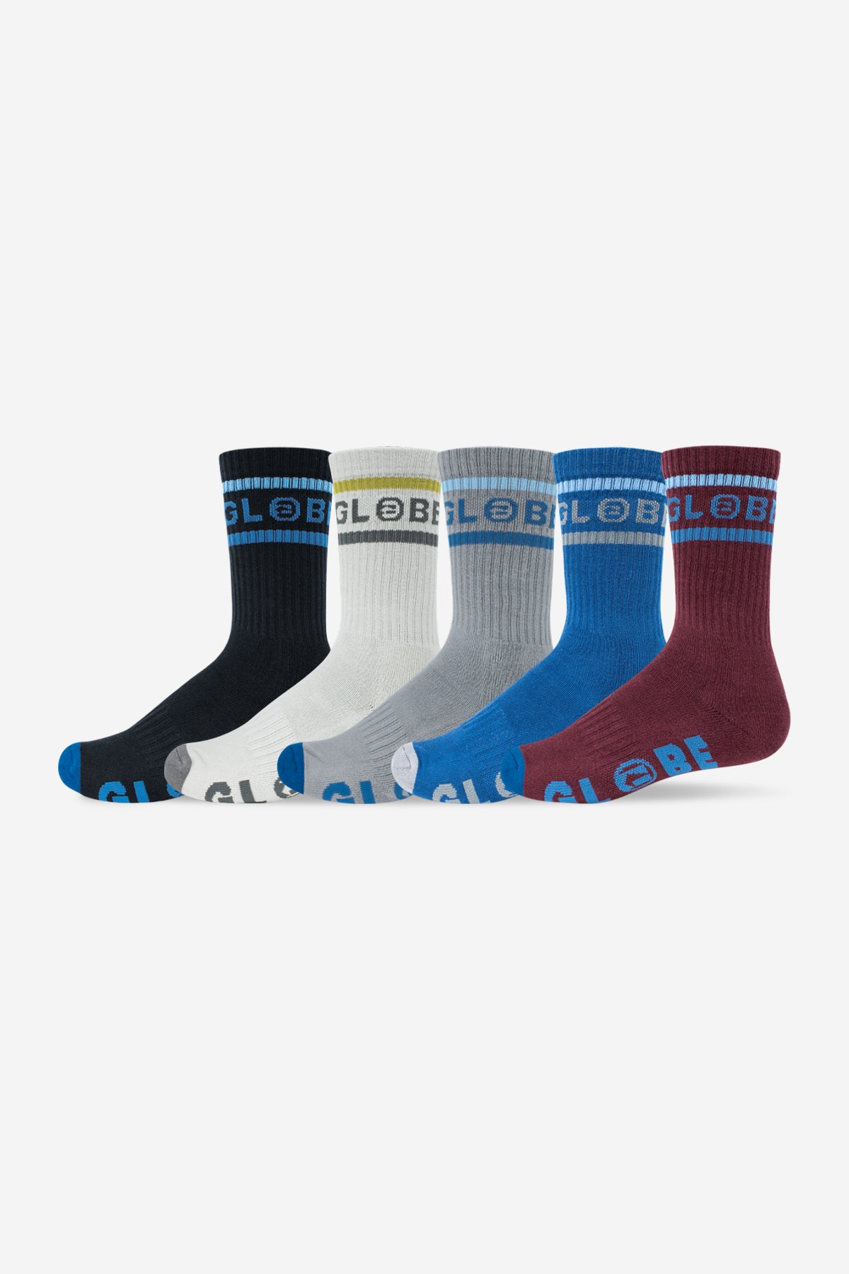 Studio image of the Tilt Hi Crew Sock 5 Pack - Assorted. 