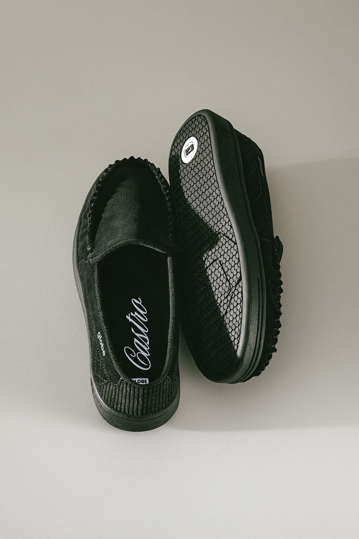 Studio image of the Castro - Black Suede. 