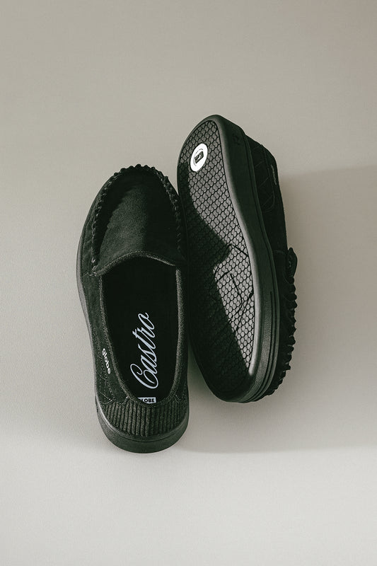 Studio image of the Castro - Black Suede. 