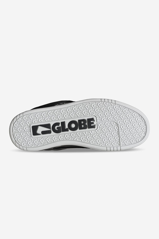 Bottom view of Tilt skate shoe showing S-Trac patterned outsole and Globe logo