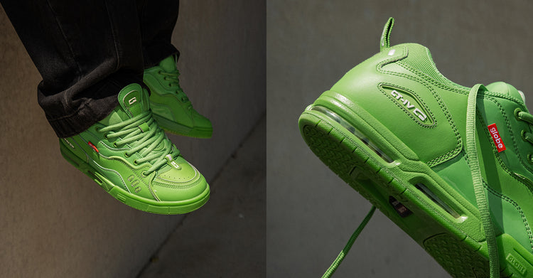 Lifestyle and product shot of the CT-4 - Green. 