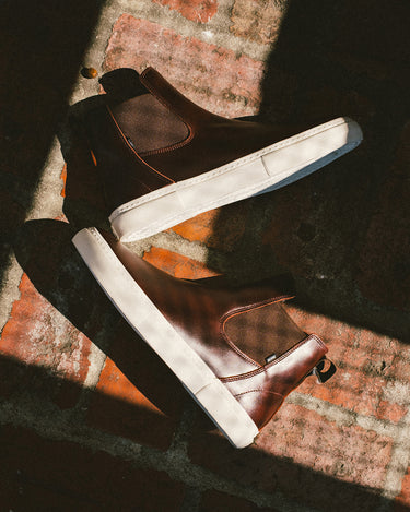Lifestyle shot of the Dover II Oxblood. 