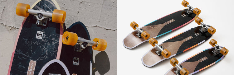 Lifestyle and studio image of new Blazer skateboards. 