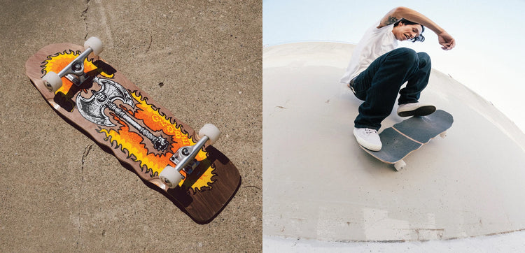 Lifestyle skate images of the Restless 10.0" Cruiserboard - Axe Man. 