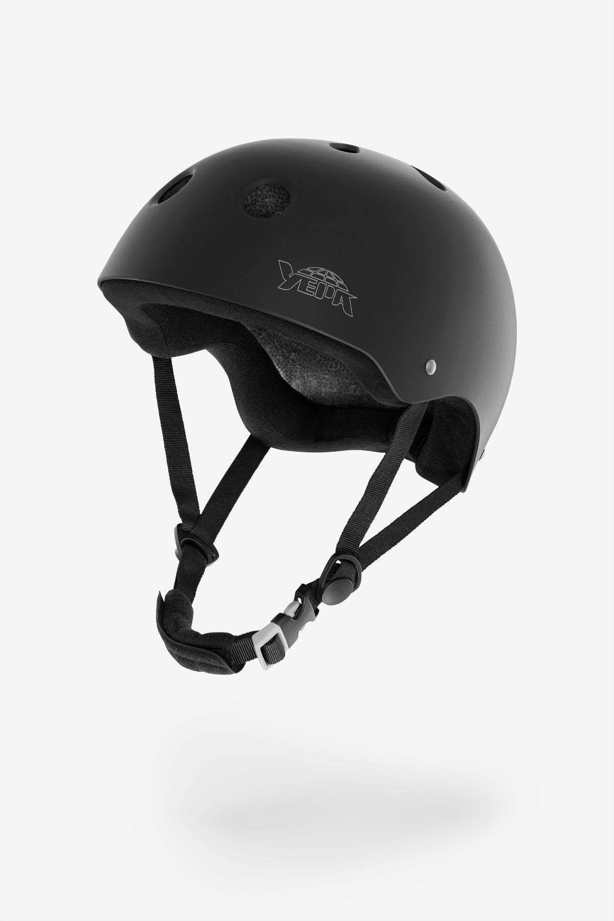 Angled front view of the YEPA T-Shell Helmet Matte Black. 